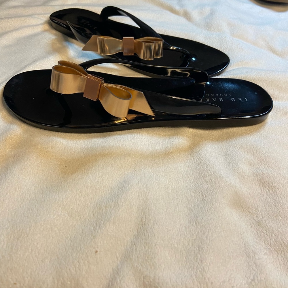 Ted Baker flip flops. Used but great condition. Copper bow is so cute!